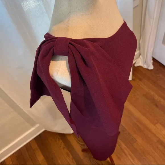Dress the Population One-Shoulder Wine Sheath Dress XS NWT - Picture 9 of 12